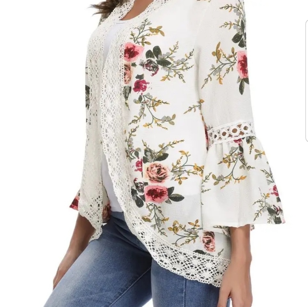 White Bell Sleeve Cardigan
